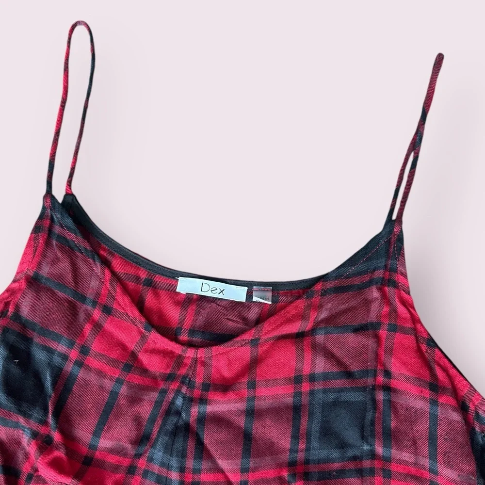 Women’s Dex Red And Black Plaid Spaghetti Strap Dress Size Medium - Picture 5 of 10